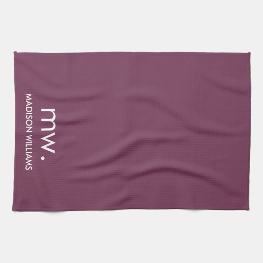 Custom Monogram Pastel Elegant Stijlvol Modern Theedoek (Horizontaal)