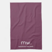 Custom Monogram Pastel Elegant Stijlvol Modern Theedoek (Verticaal)