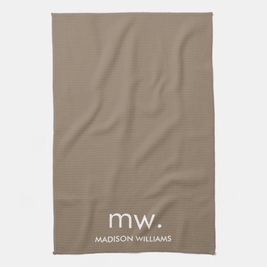 Custom Monogram Pastel Elegant Stijlvol Modern Theedoek (Verticaal)