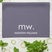 Custom Monogram Pastel Elegant Stijlvol Modern Theedoek (Gevouwen)