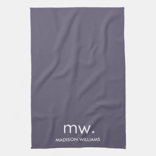 Custom Monogram Pastel Elegant Stijlvol Modern Theedoek (Verticaal)