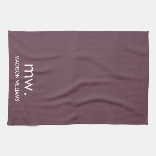 Custom Monogram Pastel Elegant Stijlvol Modern Theedoek (Horizontaal)