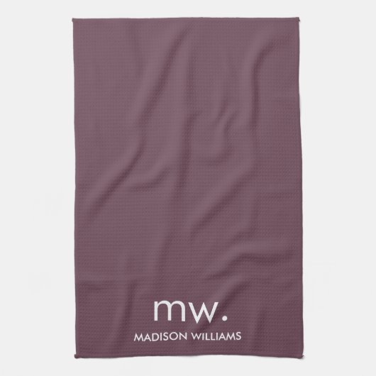 Custom Monogram Pastel Elegant Stijlvol Modern Theedoek (Verticaal)