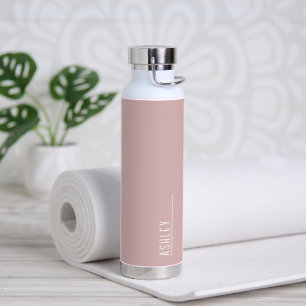 Custom monogram, pastel roze modern waterfles