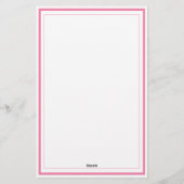 Custom Monogram Pink Border Stationery Briefpapier (Achterkant)