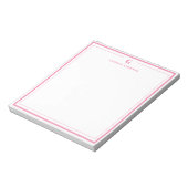 Custom Monogram Pink Border Stationery Notitieblok (Linkerzijde)
