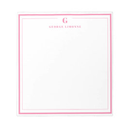 Custom Monogram Pink Border Stationery  Notitieblok