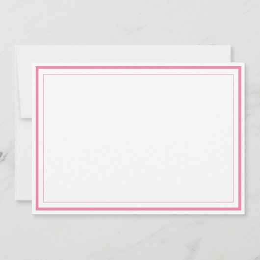 Custom Monogram Pink Border Stationery Notitiekaartje (Achterkant)