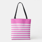 Custom Monogram Pink Stripes Tote Bag (Achterkant)