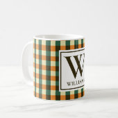 Custom Monogram Plaid Mug Gift for Women & Men Koffiemok (Voorkant links)