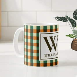 Custom Monogram Plaid Mug Gift for Women & Men Koffiemok