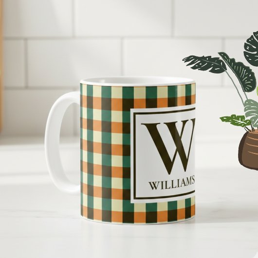 Custom Monogram Plaid Mug Gift for Women & Men Koffiemok
