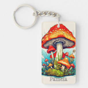 Custom Monogram Psychedelic Mushroom Sleutelhanger