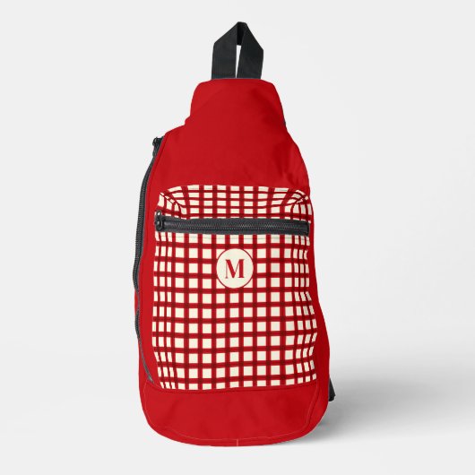 Custom Monogram Red Gingham Vrouwelijk Stijlvol Sling Bag (Voorkant)