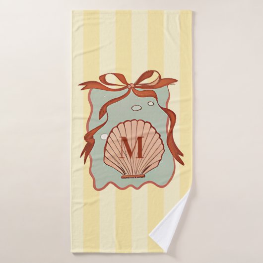 Custom Monogram Retro Coastal Seashell Badhanddoek (Badhanddoek)