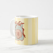 Custom Monogram Retro Coastal Seashell Koffiemok (Voorkant links)