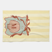 Custom Monogram Retro Coastal Seashell Theedoek (Horizontaal)