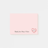 Custom Monogram Rood Hart Roze Bruiloft Paar Post-it® Notes (Voorkant)