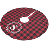Custom Monogram Rood Zwart Buffel Plaid Krans Kerstboom Rok (Gekanteld)