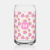 Custom Monogram Roze Aardbeien Patroon Blikvorm Glas (Achterkant)