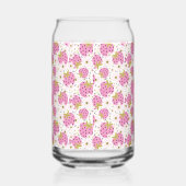 Custom Monogram Roze Aardbeien Patroon Blikvorm Glas (Rechts)