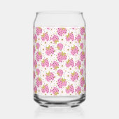 Custom Monogram Roze Aardbeien Patroon Blikvorm Glas (Links)