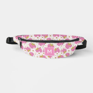 Custom Monogram Roze Aardbeien Patroon Heuptasje
