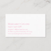 Custom Monogram Roze Bloemen Waterverf Visitekaartje (Achterkant)