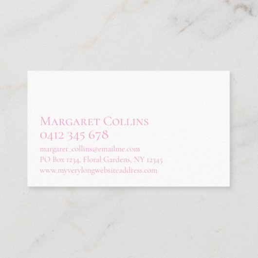 Custom Monogram Roze Bloemen Waterverf Visitekaartje (Achterkant)