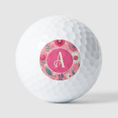 Custom Monogram Roze Enchanted Blooms Golfballen (Voorkant)