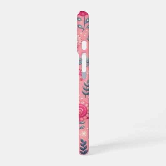 Custom Monogram Roze Enchanted Blooms iPhone 16 Hoesje (Linkerkant)