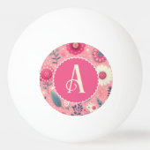Custom Monogram Roze Enchanted Blooms Pingpongbal (Voorkant)