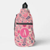 Custom Monogram Roze Enchanted Blooms Sling Bag (Voorkant)