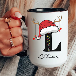 Custom Monogram Santa Claus Mug Gift for Friends Mok