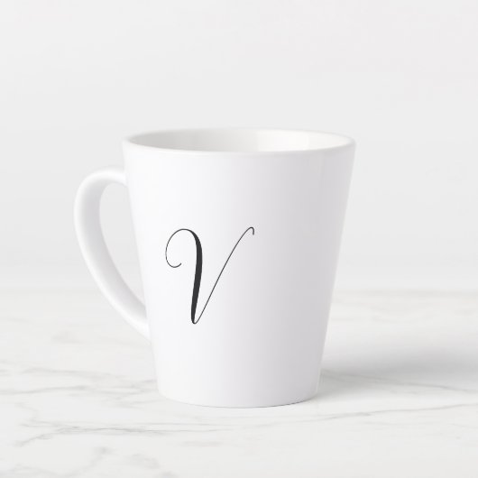Custom monogram script initial latte mok (Linkerhoek)