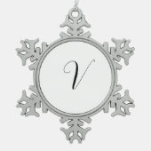 Custom monogram script initial tin sneeuwvlok ornament (Voorkant)