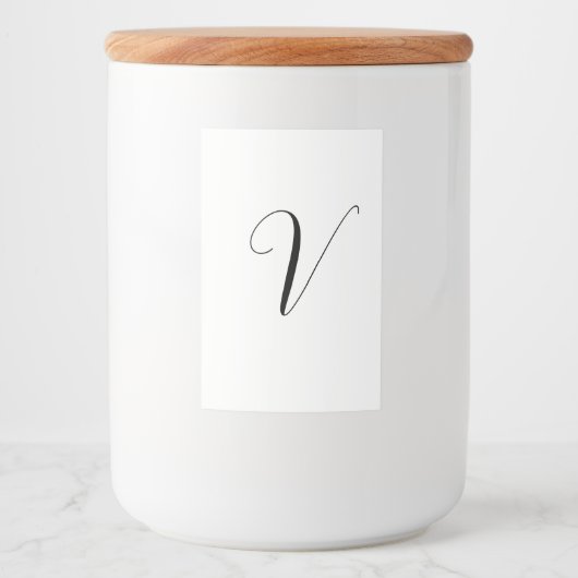 Custom monogram script initial voedselcontainer etiket (Voorkant)
