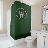 Custom Monogram Shower Curtain Dark Green Moody Douchegordijn (In situ)