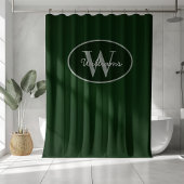 Custom Monogram Shower Curtain Dark Green Moody Douchegordijn