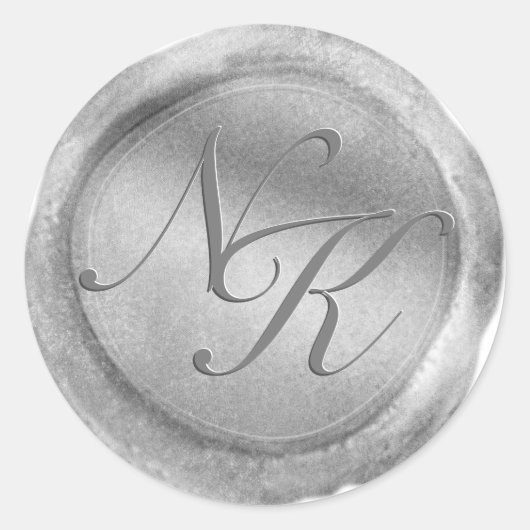 Custom Monogram Silver Wax Seal Sticker (Voorkant)