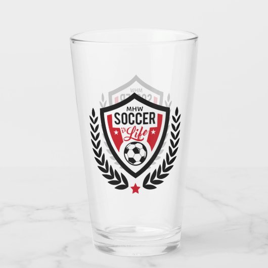 Custom Monogram Soccer Logo Glas (Achterkant)