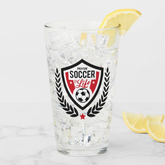 Custom Monogram Soccer Logo Glas (Achterkant ijs)