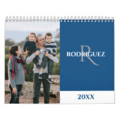 Custom Monogram Spanish Blue Photo Kalender (Hoes)