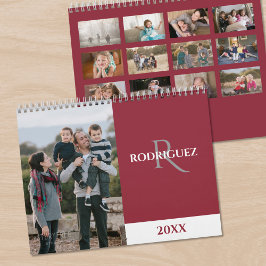 Custom Monogram Spanish Burgundy Photo Kalender
