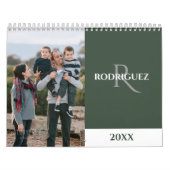 Custom Monogram Spanish Green Photo Kalender (Hoes)