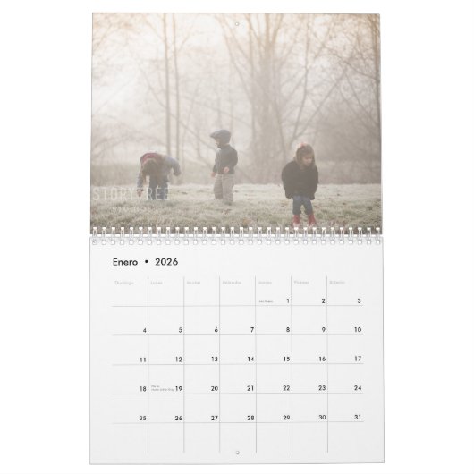 Custom Monogram Spanish Navy Blue Photo Kalender (Jan 2026)