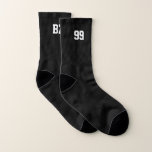 Custom monogram sport socks with jersey number sokken<br><div class="desc">Custom monogram sport socks with jersey number. Black socks gift idea for dad, husband or boyfriend. Comfortable sport socks for men and women in small or large sizes. Modern all over printed socks with monogrammed letters. Cool Birthday or Christmas Holiday present for friends, familiy, party, dad, father, grandpa, stepdad, son,...</div>