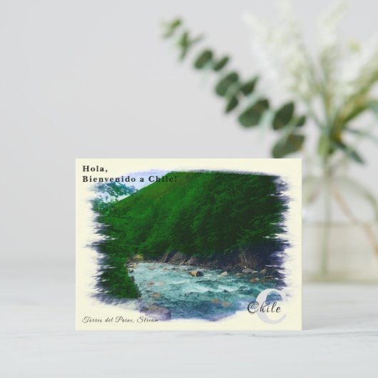 Custom Monogram Stream Chili in  Waterverf Briefkaart (Staand voorkant)