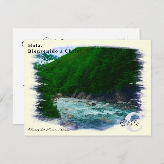 Custom Monogram Stream Chili in  Waterverf Briefkaart (Voorkant / Achterkant)