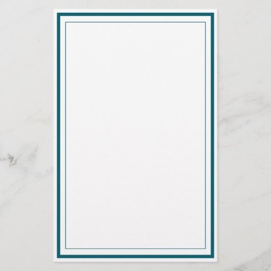 Custom Monogram Teal Blue Border Stationery  Briefpapier (Achterkant)